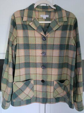 Vintage Pendleton 49er jacket  green, beige  and rust plaid wool NWOT
